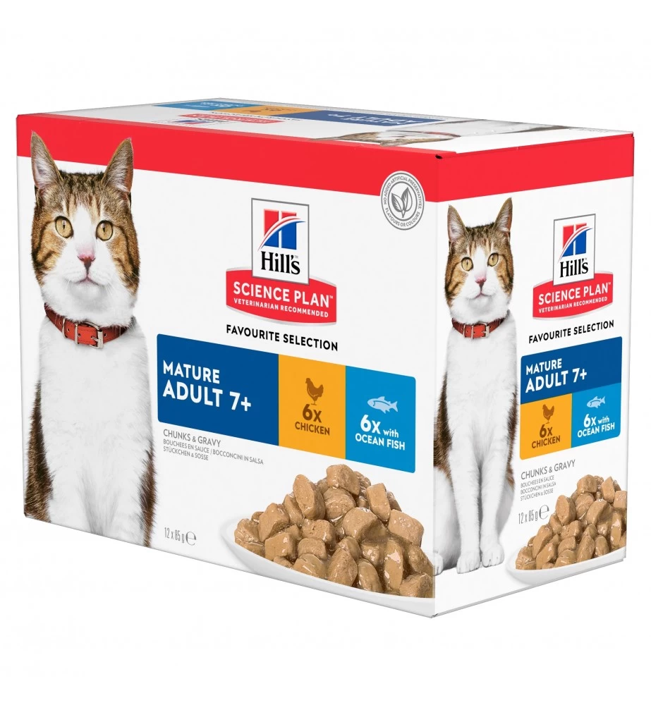 Hill's Science Plan Adult 7+ Multipack Met Kip & Zeevis - 4 X 12 X 85 Gram 3 Hill's Science Plan Adult 7+ Multipack Met Kip & Zeevis - 4 X 12 X 85 Gram
